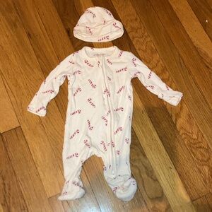 Newborn Christmas Outfit/Pajama with Matching Hat